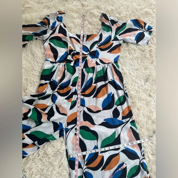 eloquii jumpsuit short sleeve wide leg leaf print back zip rayon size 14 - Picture 7 of 10